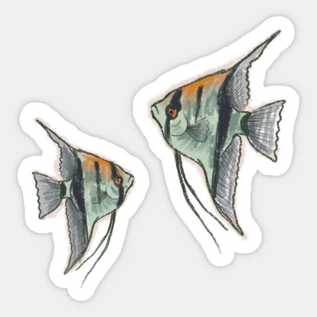 Angel Fish Angelfish Pair Design Sticker by sheehanstudios